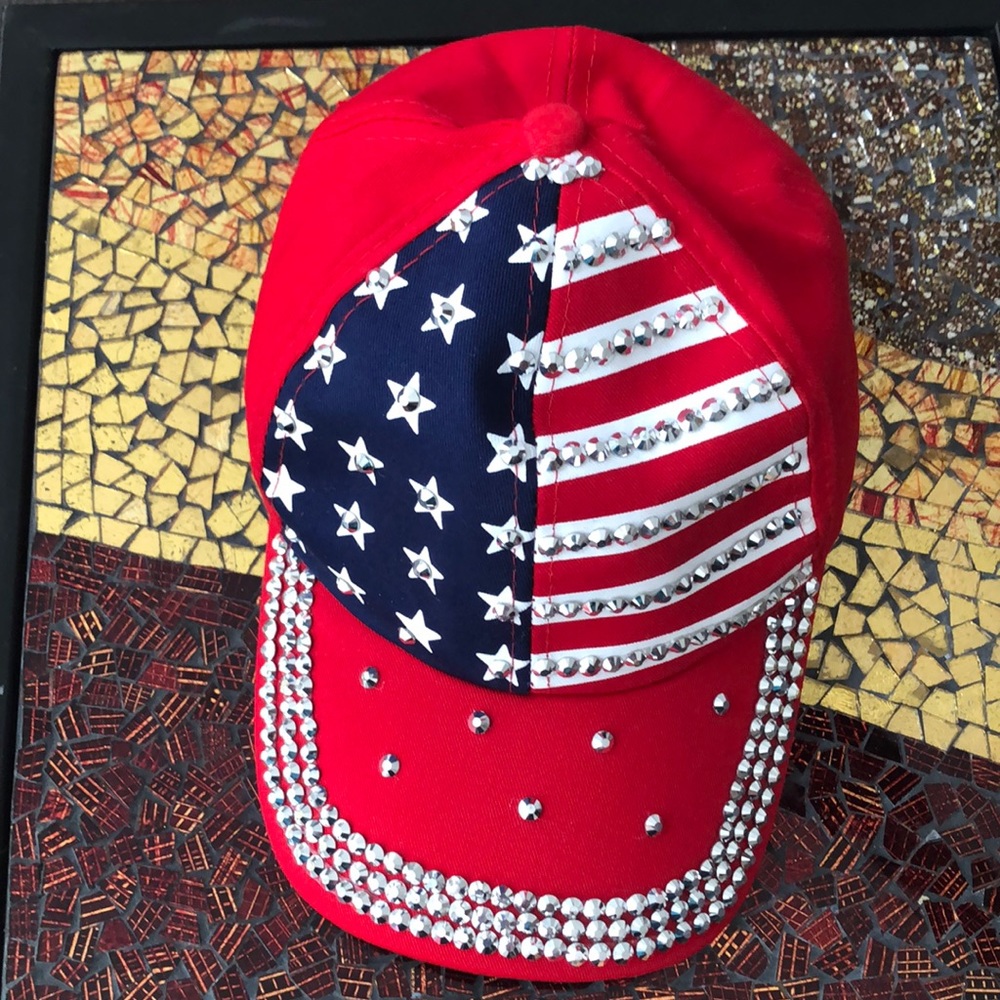 Ladies Patriotic Glittery Stars and Stripes Hat